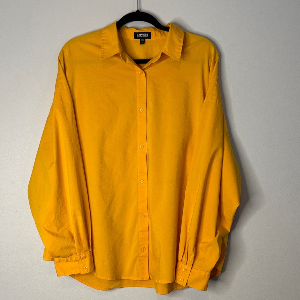 Express golden orange yellow button up Shirt